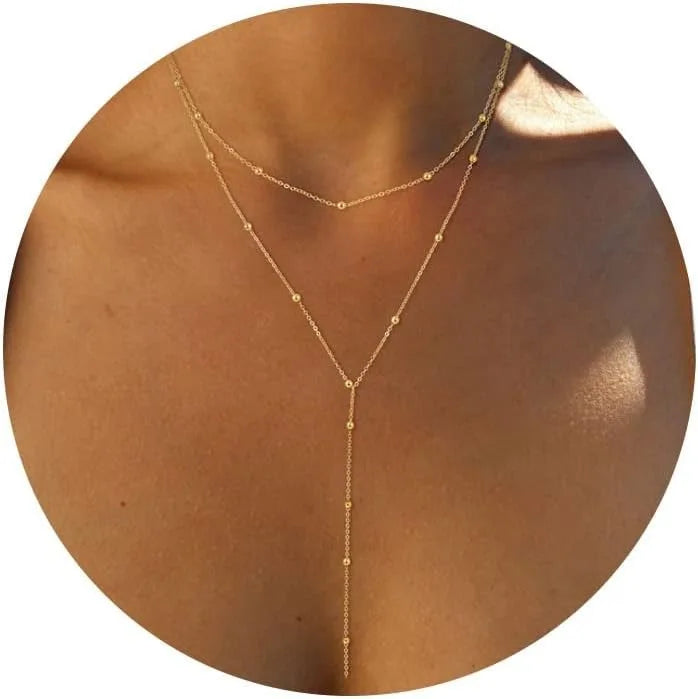 Colar Luna — Corrente Delicada em Y. Banhada a ouro /Prata
